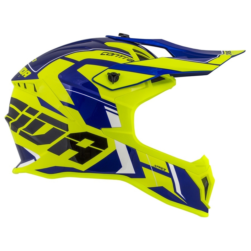Motokros čelada Cassida Cross Pro II Contra fluo rumeno-modro-bela