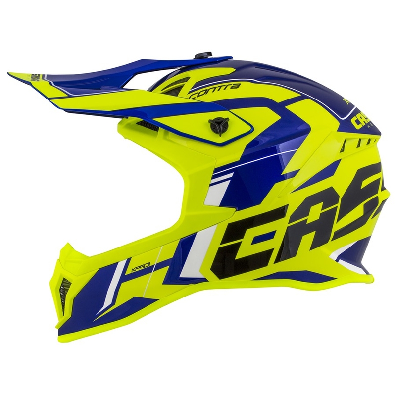 Motokros čelada Cassida Cross Pro II Contra fluo rumeno-modro-bela