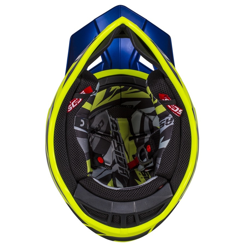 Motokros čelada Cassida Cross Pro II Contra fluo rumeno-modro-bela