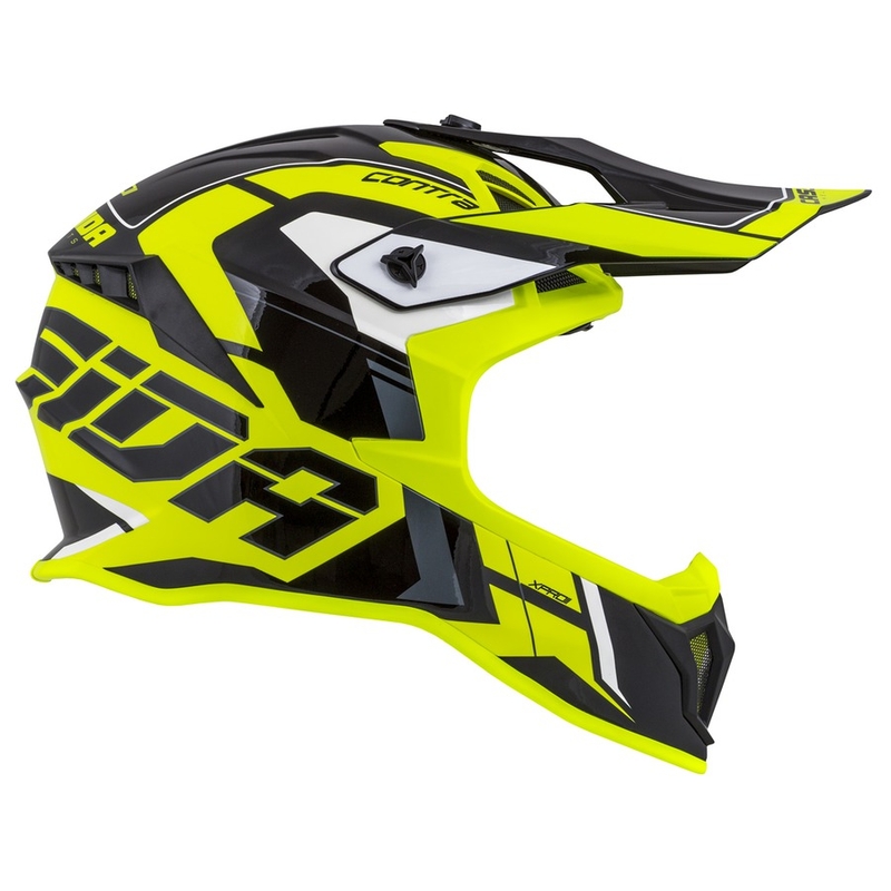 Cassida Cross Pro II Contra fluo rumeno-sivo-črna motokros čelada