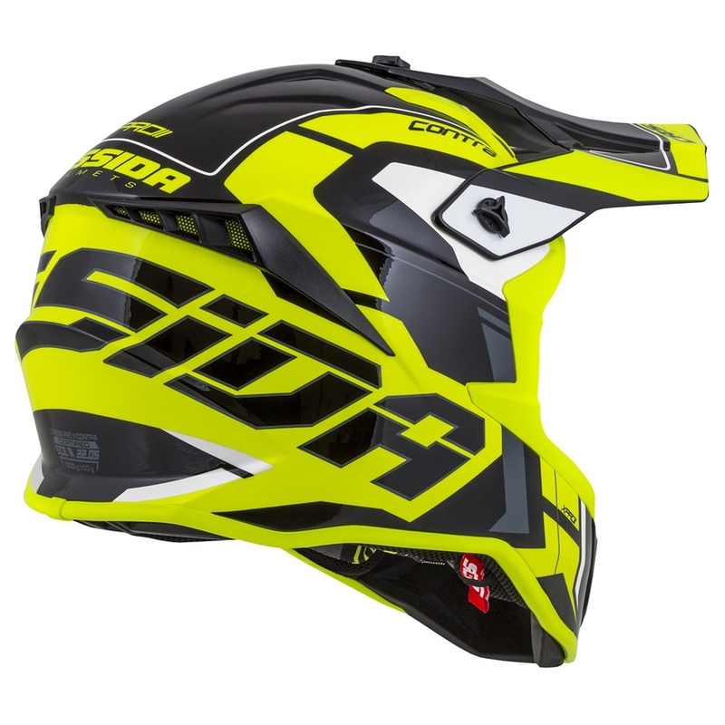 Cassida Cross Pro II Contra fluo rumeno-sivo-črna motokros čelada