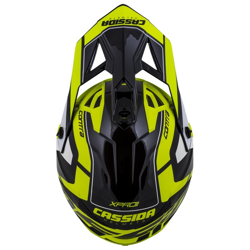 Cassida Cross Pro II Contra fluo rumeno-sivo-črna motokros čelada