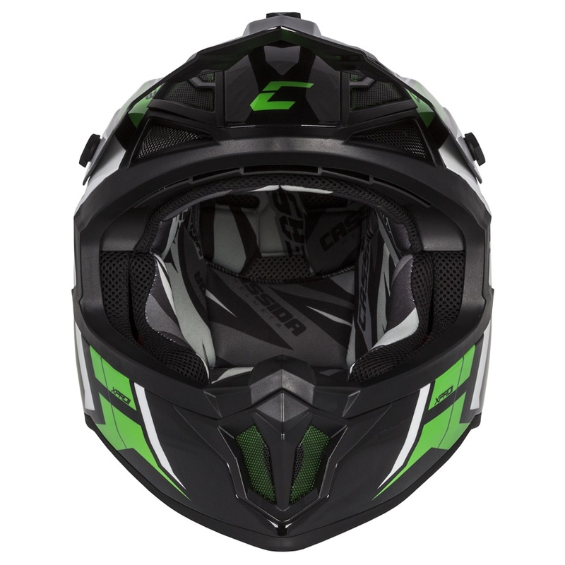 Cassida Cross Pro II Contra Motokros čelada črno-sivo-belo-zelena