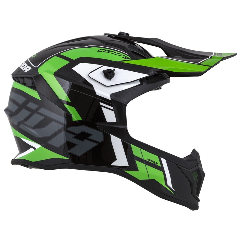 Cassida Cross Pro II Contra Motokros čelada črno-sivo-belo-zelena