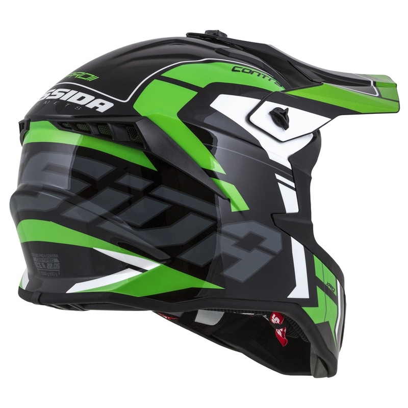 Cassida Cross Pro II Contra Motokros čelada črno-sivo-belo-zelena
