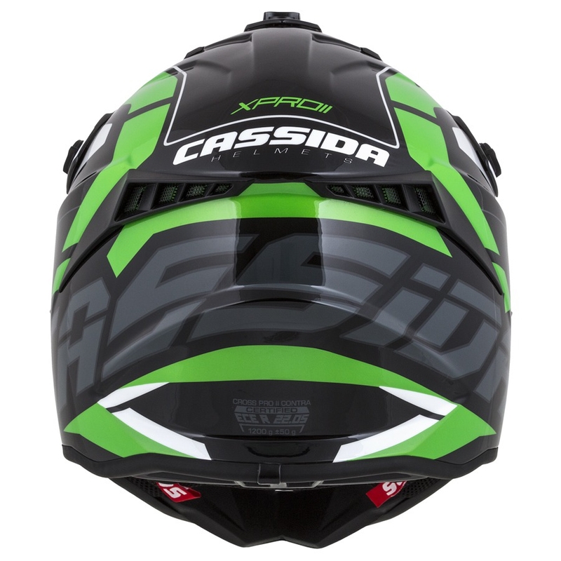 Cassida Cross Pro II Contra Motokros čelada črno-sivo-belo-zelena
