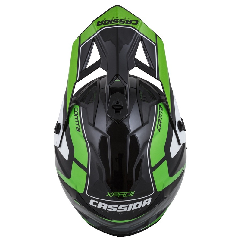 Cassida Cross Pro II Contra Motokros čelada črno-sivo-belo-zelena