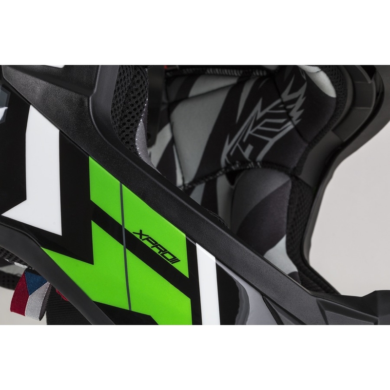 Cassida Cross Pro II Contra Motokros čelada črno-sivo-belo-zelena