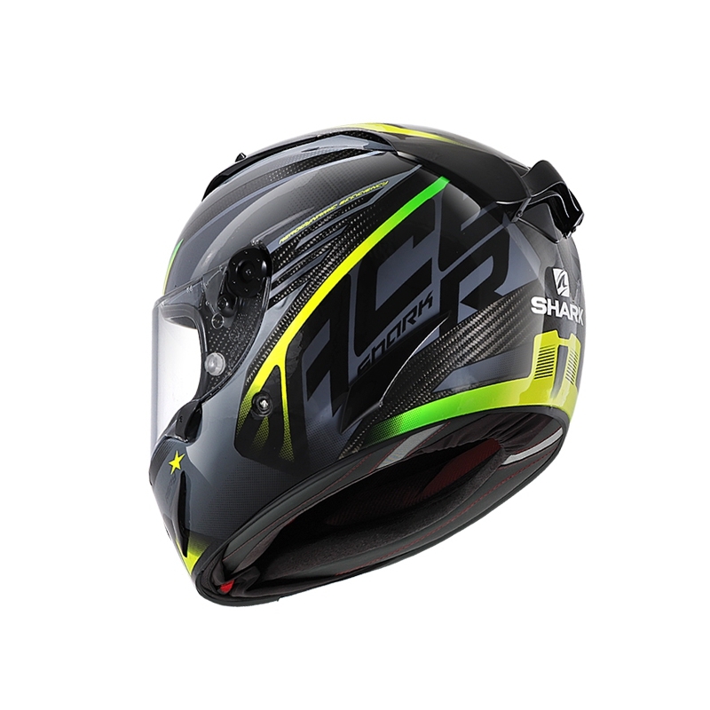Integralna čelada SHARK RACE R-PRO CARBON Aspy sivo-fluo rumena