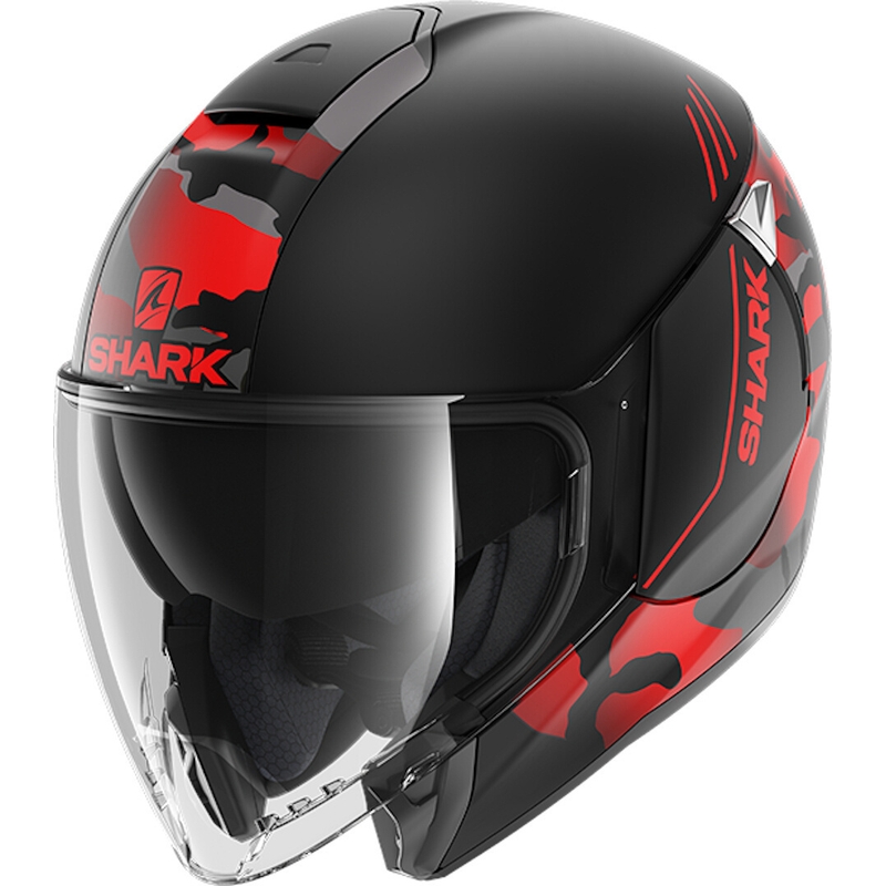 Odprta čelada SHARK CITYCRUISER Genom črno-rdeča razprodaja