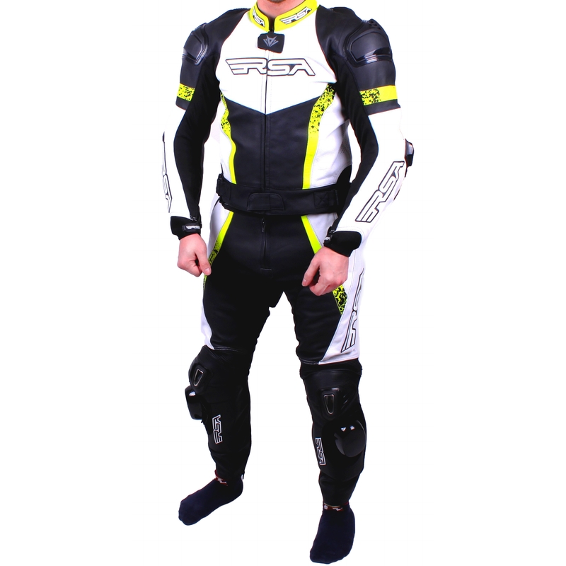 Moški motoristični kombinezon RSA Race Glass Black-White-Fluo Yellow razprodaja