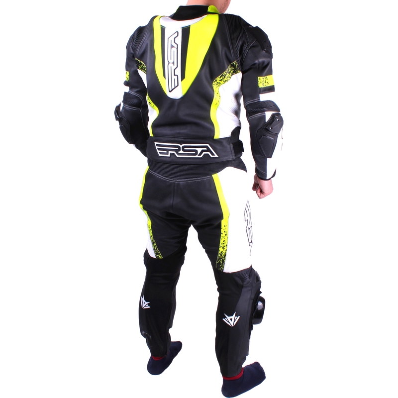 Moški motoristični kombinezon RSA Race Glass Black-White-Fluo Yellow razprodaja