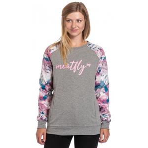 Ženske majice Meatfly Robin Sweatshirt sivo-rožnate barve naprodaj razprodaja