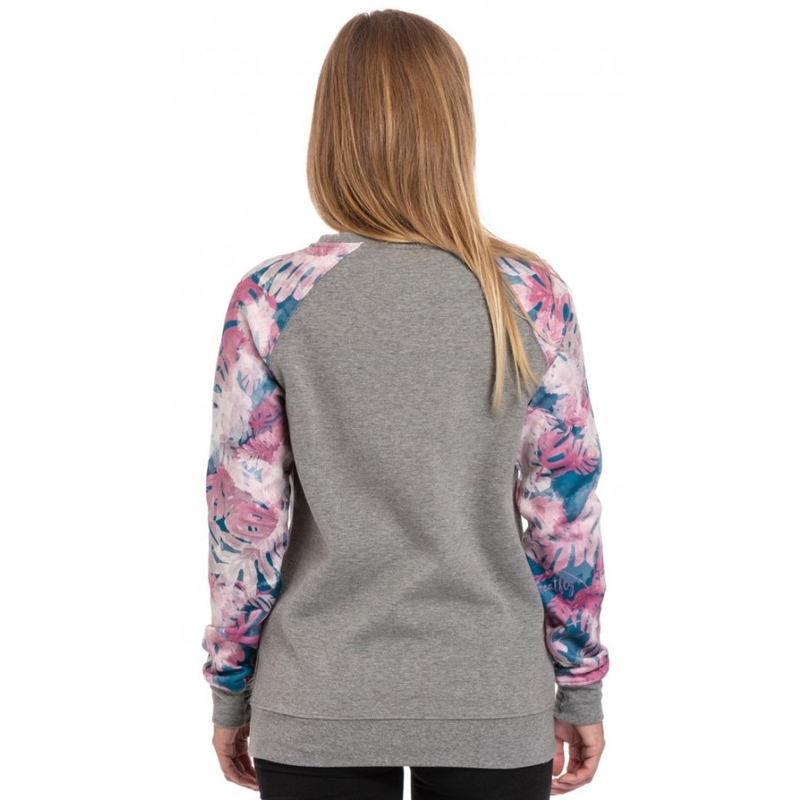 Ženske majice Meatfly Robin Sweatshirt sivo-rožnate barve naprodaj razprodaja