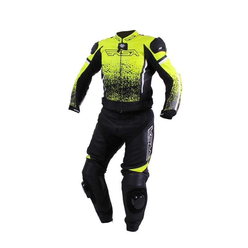 Moški motoristični kombinezon RSA Fluo Glass Black-Fluo Yellow razprodaja