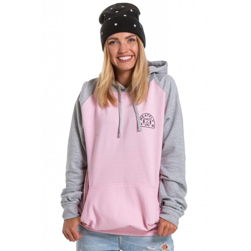 Ženska majica Meatfly Trundle Sweatshirt pink-grey