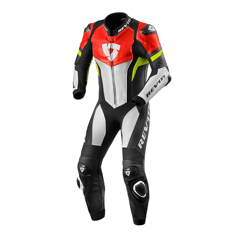 Revit Hyperspeed neonsko rdeča in neonsko rumena enodelna motoristična obleka razprodaja