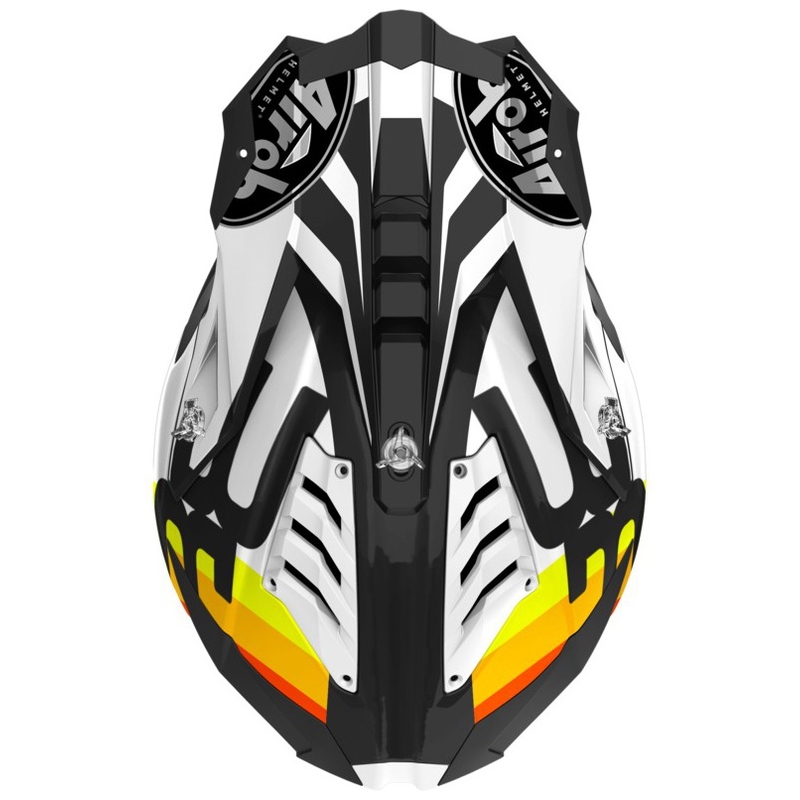 Motokros čelada Airoh Aviator 3.0 Rainbow 2021 bela-rumena-oranžna-rdeča razprodaja