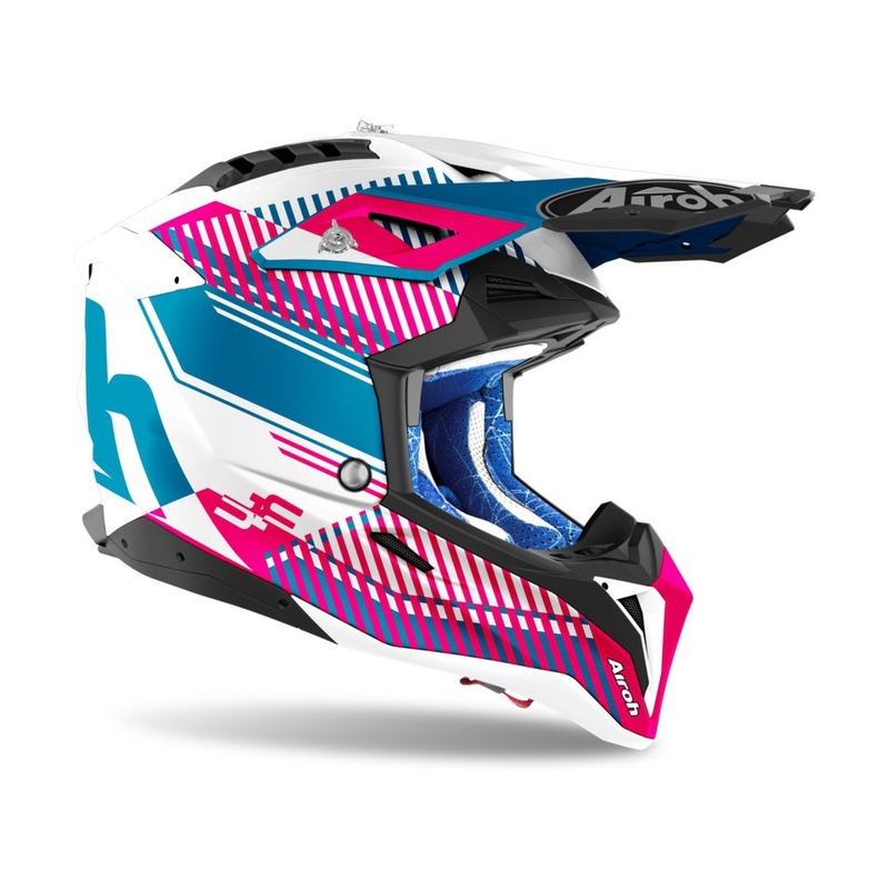 Motokros čelada Airoh Aviator 3.0 Wave 2022 belo-modro-rožnata
