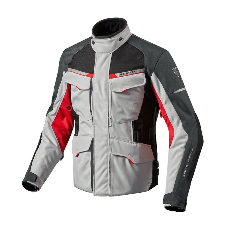 Moto jakna Revit Outback 2 srebrno-rdeča razprodaja