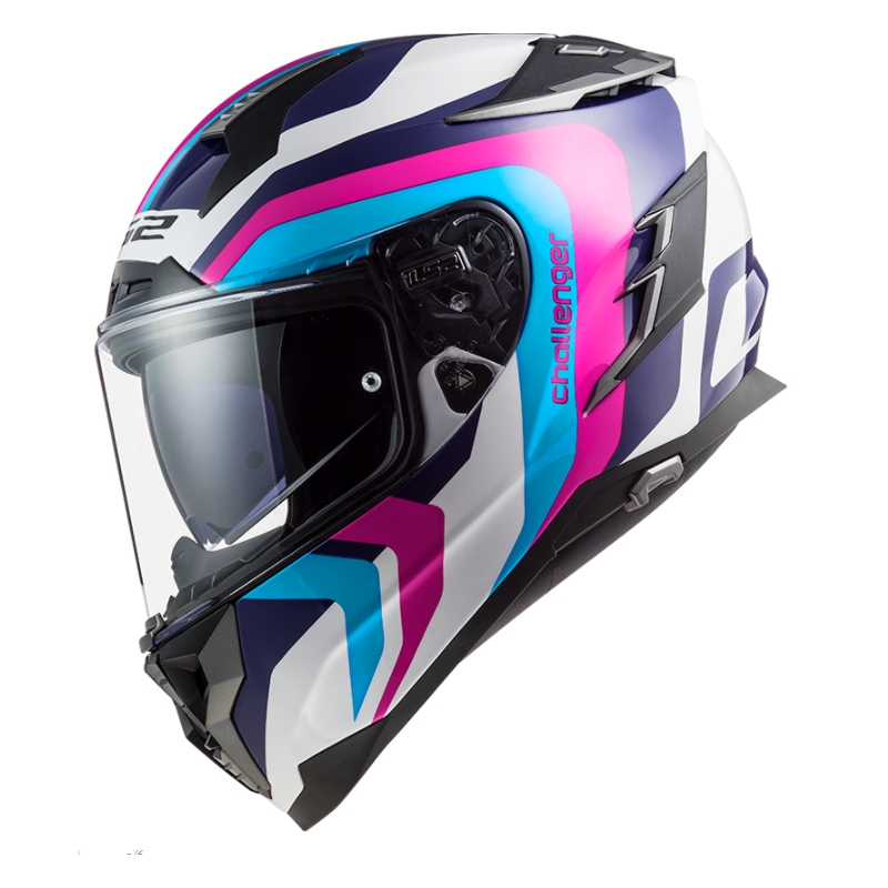 Integral motoristična čelada LS2 FF327 Challenger Galactic belo-modro-rožnata razprodaja