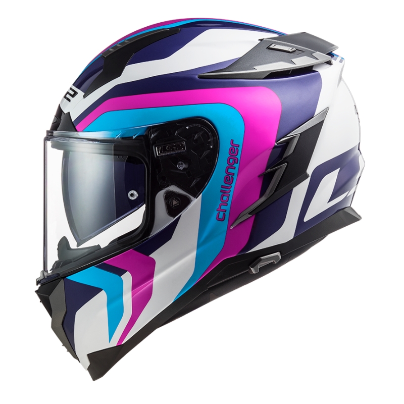 Integral motoristična čelada LS2 FF327 Challenger Galactic belo-modro-rožnata razprodaja