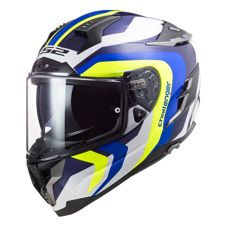 Integral motoristična čelada LS2 FF327 Challenger Galactic blue-white-fluo yellow razprodaja