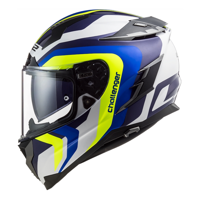 Integral motoristična čelada LS2 FF327 Challenger Galactic blue-white-fluo yellow razprodaja
