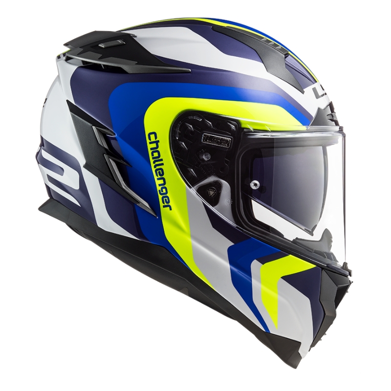 Integral motoristična čelada LS2 FF327 Challenger Galactic blue-white-fluo yellow razprodaja