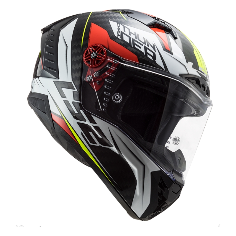 LS2 FF805 Thunder C Chase črna, bela in rdeča integralna motoristična čelada razprodaja