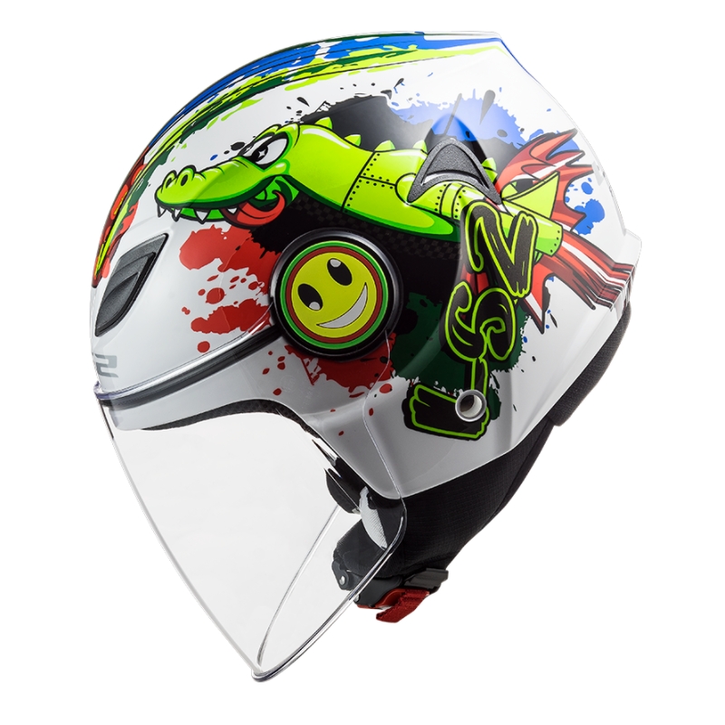 Otroška odprta motoristična čelada LS2 OF602 Funny Croco bela
