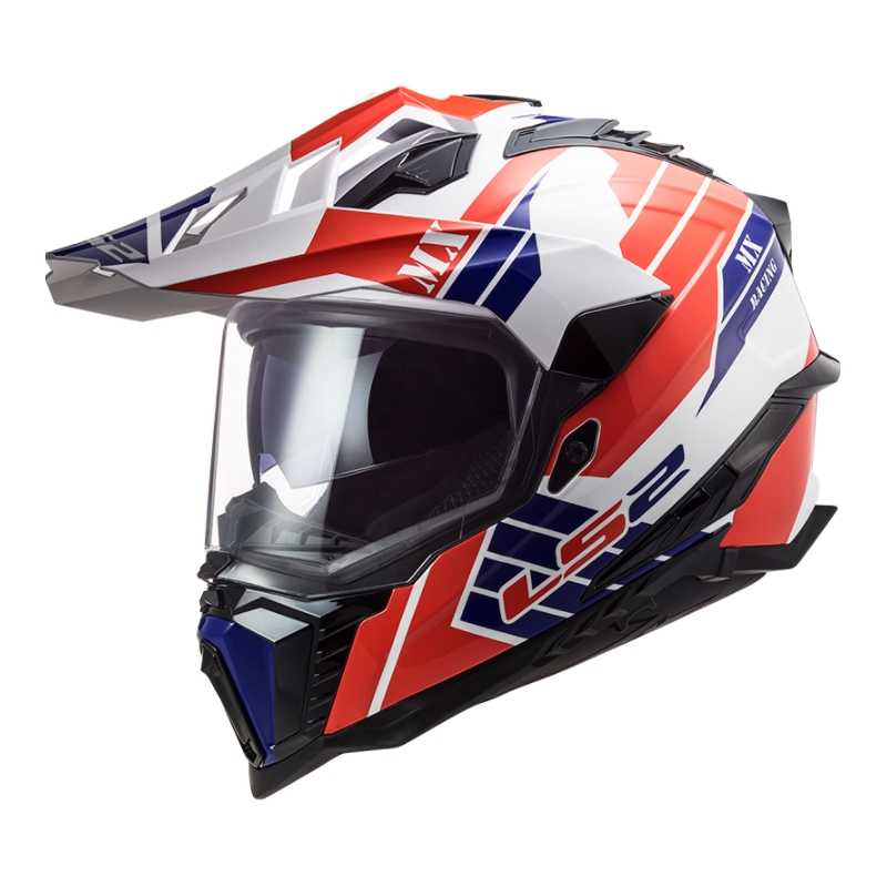 Enduro čelada LS2 MX701 Explorer Atlantis belo-modro-rdeča razprodaja