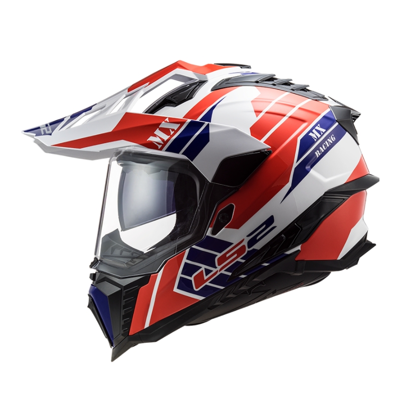 Enduro čelada LS2 MX701 Explorer Atlantis belo-modro-rdeča razprodaja