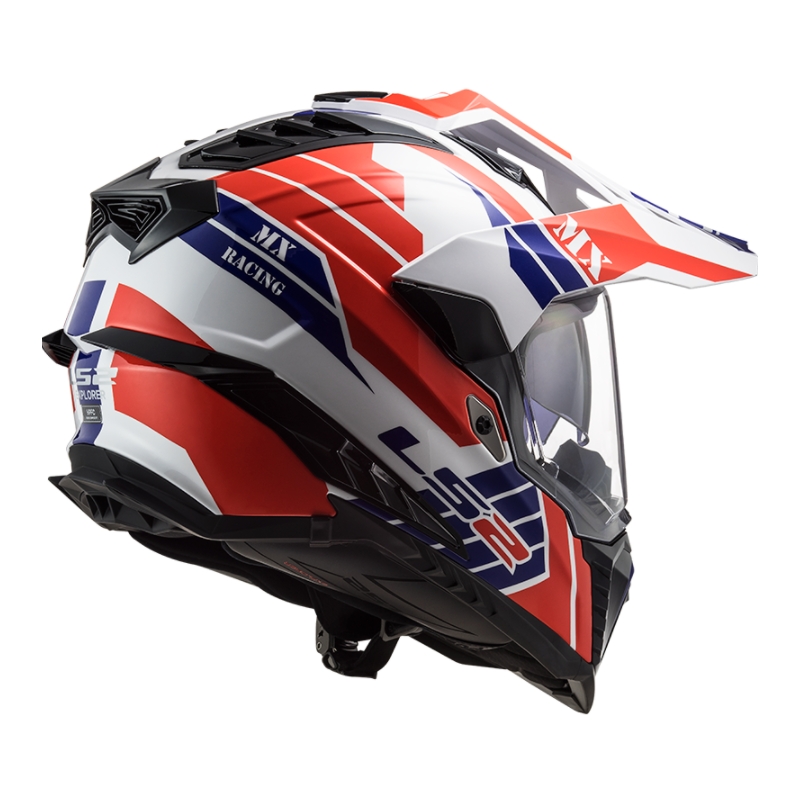 Enduro čelada LS2 MX701 Explorer Atlantis belo-modro-rdeča razprodaja