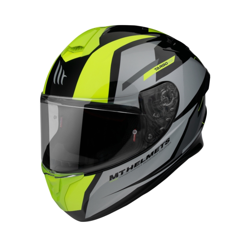 MT FF106 Pro Targo Pro Sound črno-sivo-fluo rumena integralna motoristična čelada