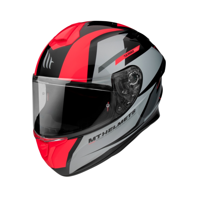 MT FF106 Pro Targo Pro Sound črno-sivo-fluo rdeča integralna motoristična čelada razprodaja