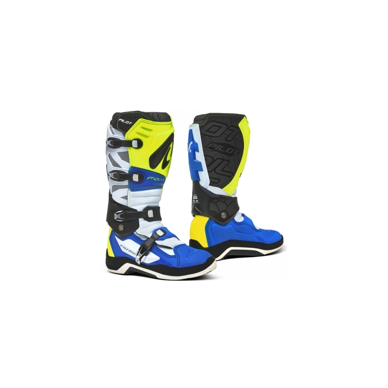 Forma Pilot modro-beli-fluo rumeni motoristični škornji