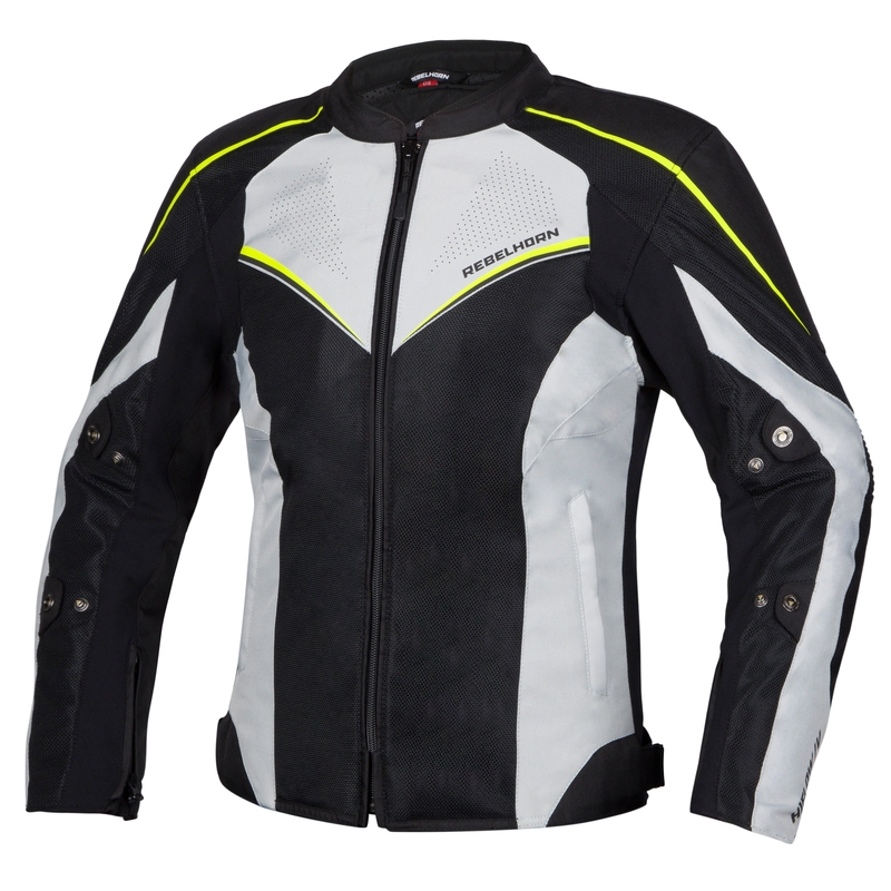 Rebelhorn Hiflow IV Black-Silver-Fluo Yellow motoristična jakna za ženske razprodaja