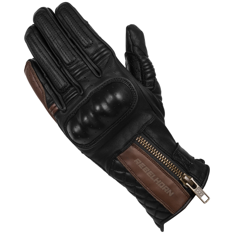 Ženske rokavice Rebelhorn Hunter Black and Brown Motorcycle Gloves razprodaja