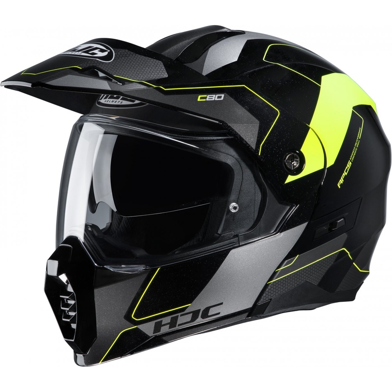 HJC C80 Rox MC4H črno-sivo-fluo rumena prevračalna motoristična čelada