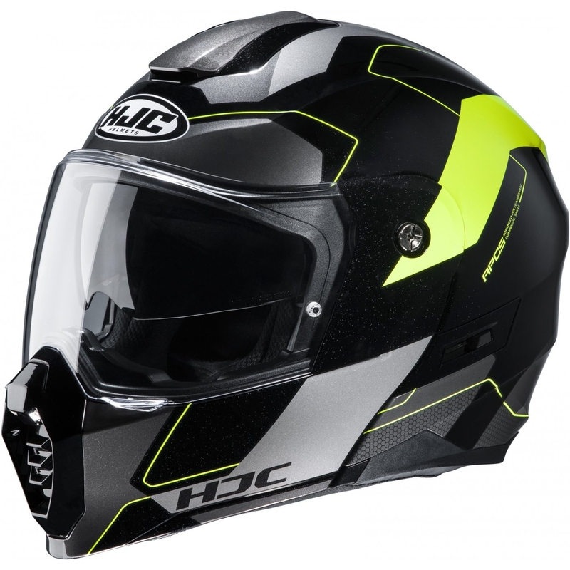 HJC C80 Rox MC4H črno-sivo-fluo rumena prevračalna motoristična čelada