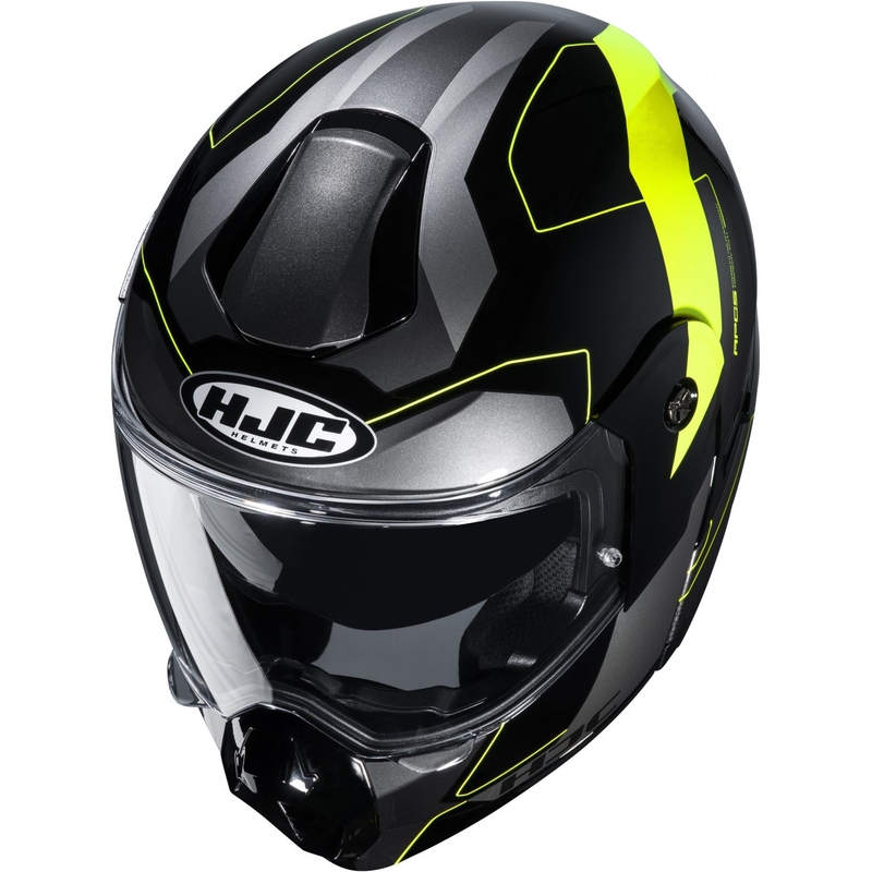 HJC C80 Rox MC4H črno-sivo-fluo rumena prevračalna motoristična čelada