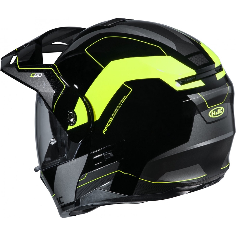 HJC C80 Rox MC4H črno-sivo-fluo rumena prevračalna motoristična čelada