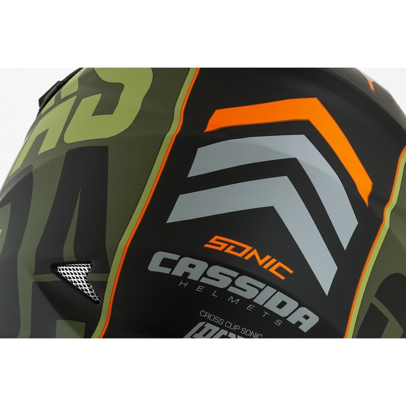 Cassida Cross Cup Sonic motokros čelada oranžno-zelena mat