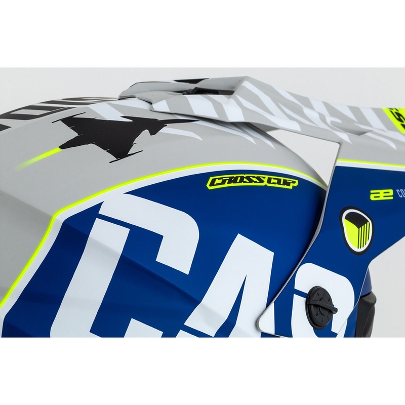 Motokros čelada Cassida Cross Cup Sonic fluo rumeno-modra mat