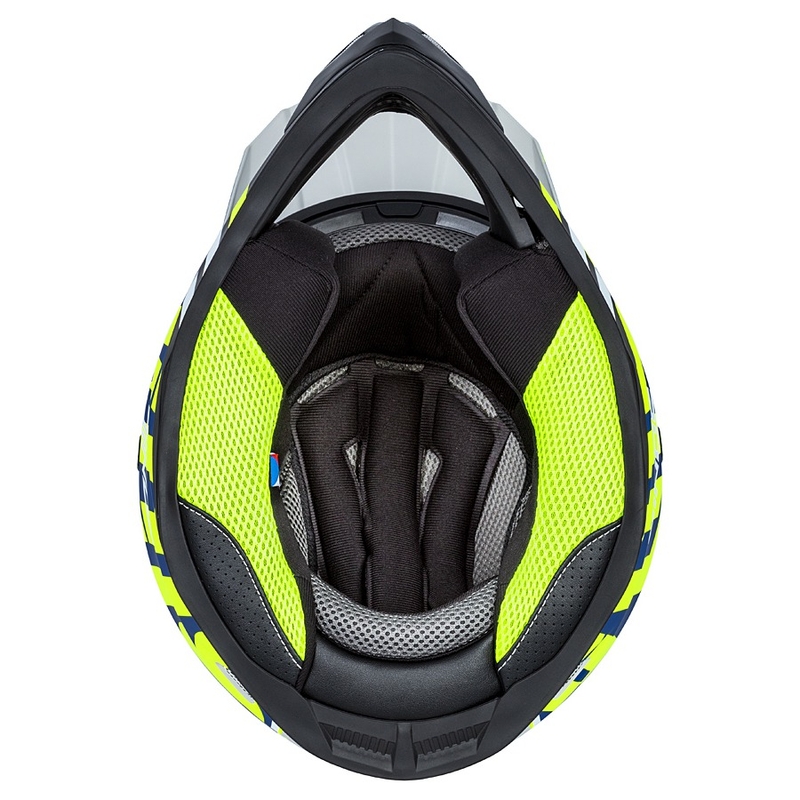 Motokros čelada Cassida Cross Cup Sonic fluo rumeno-modra mat