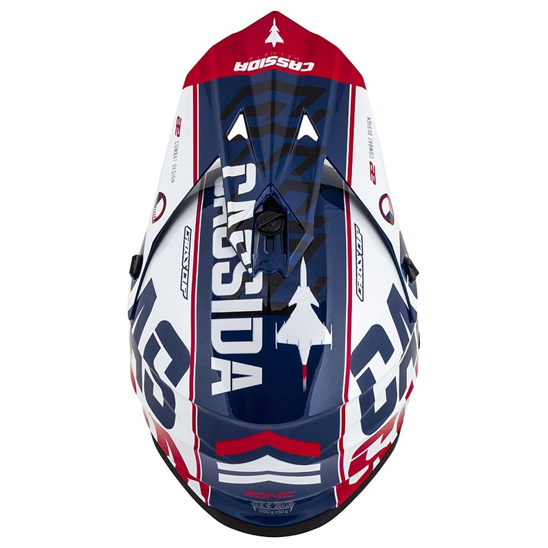 Motokros čelada Cassida Cross Cup Sonic rdeče-modro-bela