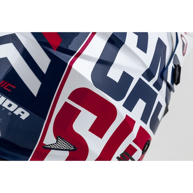 Motokros čelada Cassida Cross Cup Sonic rdeče-modro-bela