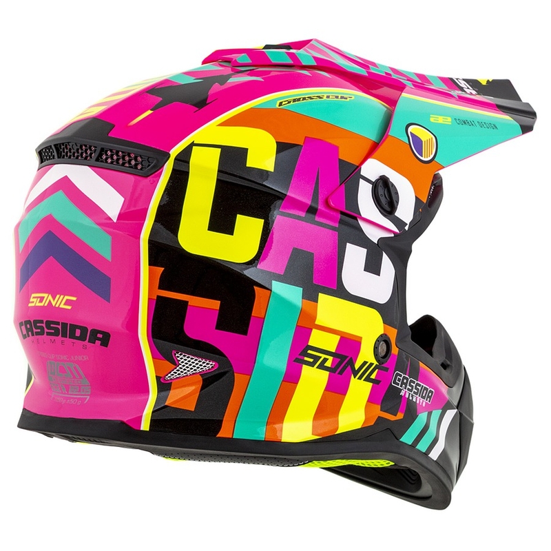 Otroška motokros čelada Cassida Cross Cup Sonic Junior multicolor