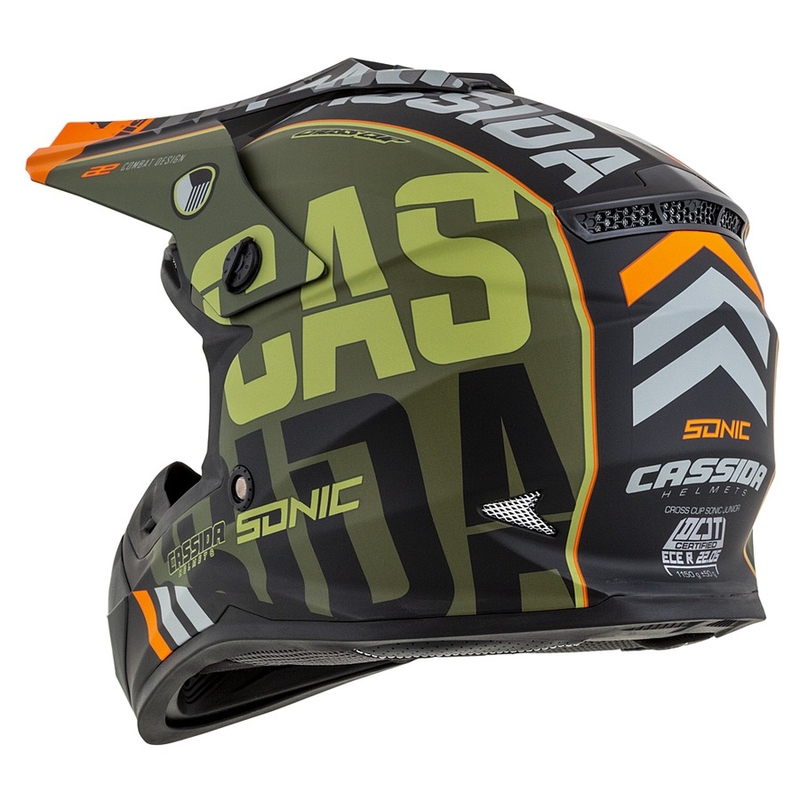 Otroška motokros čelada Cassida Cross Cup Sonic Junior oranžno-zelena mat razprodaja